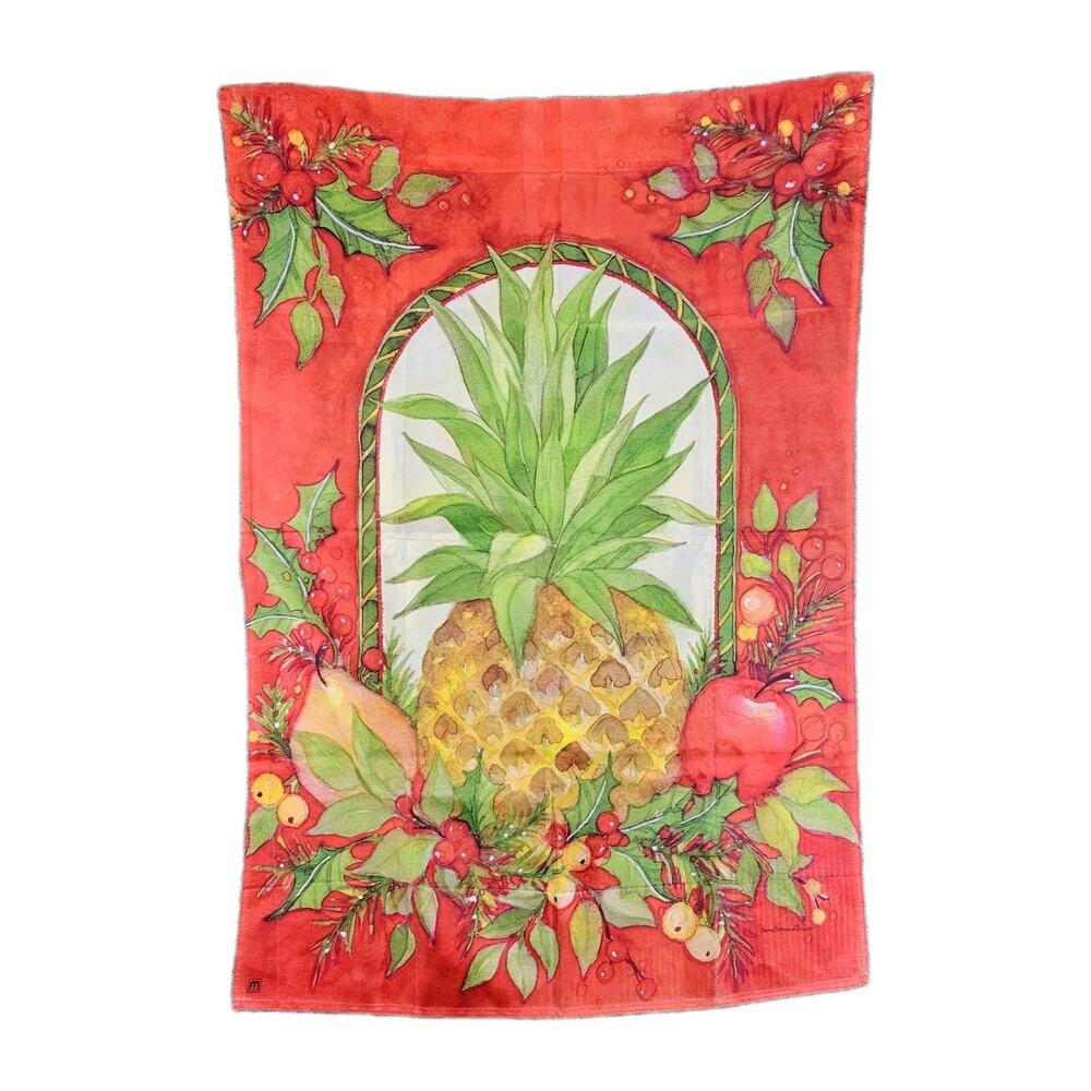 Christmas Pineapple House Flag Welcome Holiday Home Hospitality Appx 27.5" x 38"